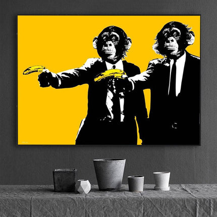 ChandelierDecor - Funny Art Monkey Holding Banana Canvas Wall Art