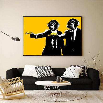 ChandelierDecor - Funny Art Monkey Holding Banana Canvas Wall Art