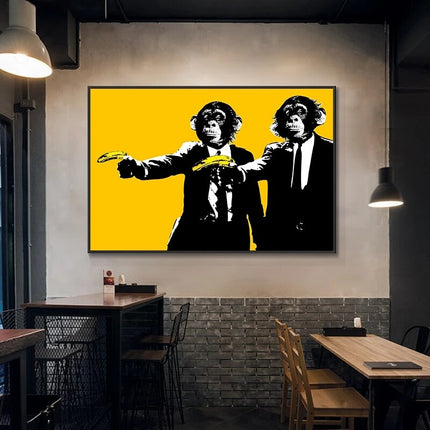 ChandelierDecor - Funny Art Monkey Holding Banana Canvas Wall Art