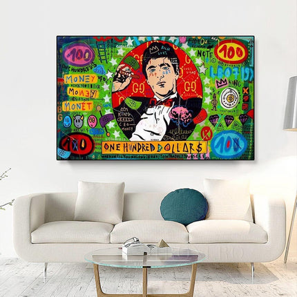 ChandelierDecor - God Father Money Hundred Dollar Canvas Wall Art