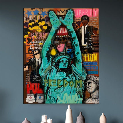 ChandelierDecor - Graffiti Art Sculpture Statue Of Liberty Canvas Wall Art