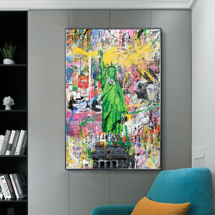 ChandelierDecor - Graffiti Art Statue of Liberty Canvas Wall Art