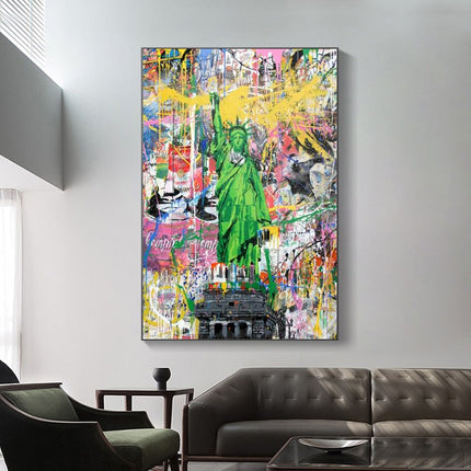 ChandelierDecor - Graffiti Art Statue of Liberty Canvas Wall Art