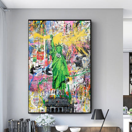 ChandelierDecor - Graffiti Art Statue of Liberty Canvas Wall Art