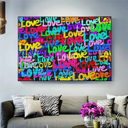 ChandelierDecor - Graffiti Art of Love and Heart Canvas Wall Art