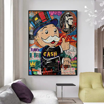 ChandelierDecor - Graffiti Artwork Monopoly Rich Man Canvas Wall Art