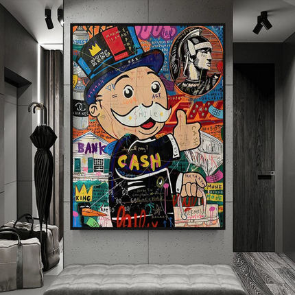 ChandelierDecor - Graffiti Artwork Monopoly Rich Man Canvas Wall Art