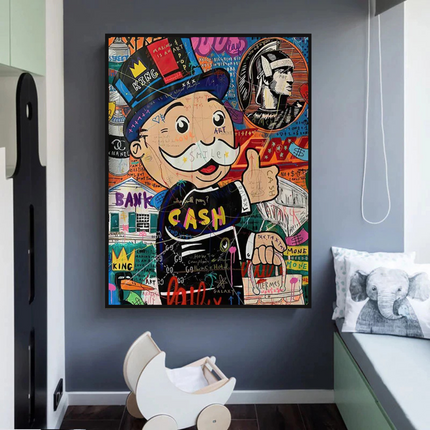 ChandelierDecor - Graffiti Artwork Monopoly Rich Man Canvas Wall Art