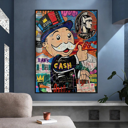 ChandelierDecor - Graffiti Artwork Monopoly Rich Man Canvas Wall Art