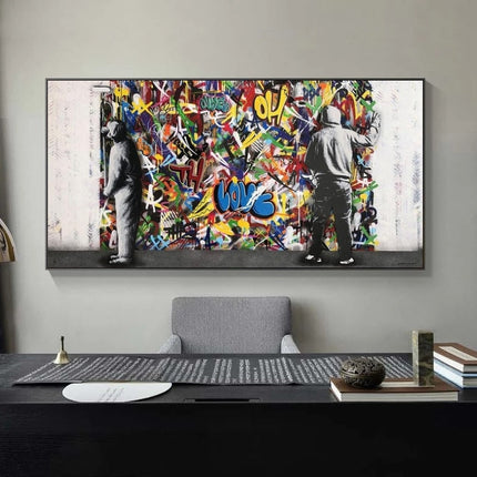 ChandelierDecor - Graffiti Banksy Paintings on The Wall Canvas Wall Art