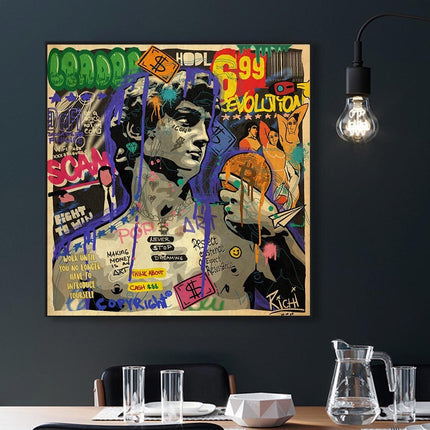 ChandelierDecor - Graffiti Pop Wall Art Lovers Kiss Canvas Wall Art