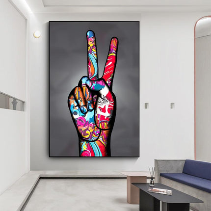 ChandelierDecor - Graffiti Victory Hand Gesture Canvas Wall Art