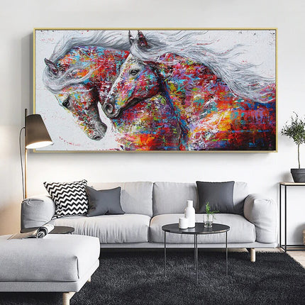 ChandelierDecor - Horses Canvas Art, Running Horse, Colourful horses Canvas Wall Art