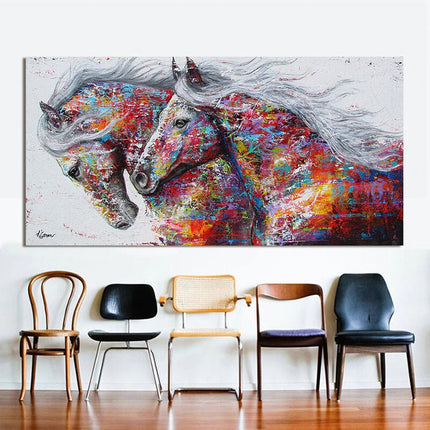 ChandelierDecor - Horses Canvas Art, Running Horse, Colourful horses Canvas Wall Art