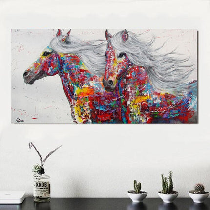ChandelierDecor - Horses Canvas Art, Running Horse, Colourful horses Canvas Wall Art