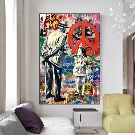 ChandelierDecor - Inspirational Street Art: Banksy Peace Canvas Art