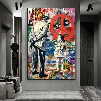 ChandelierDecor - Inspirational Street Art: Banksy Peace Canvas Art