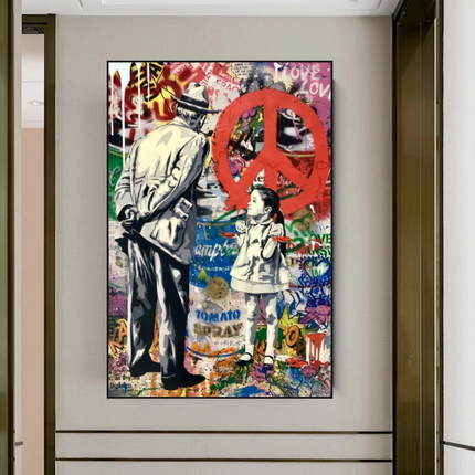 ChandelierDecor - Inspirational Street Art: Banksy Peace Canvas Art