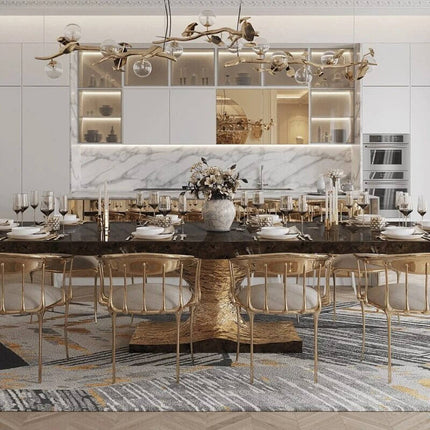 ChandelierDecor - Italian Brass Glass Dining Table Set – Dining Room