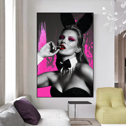 ChandelierDecor - Kate Moss Bunny Girl Model Paris Canvas Wall Art