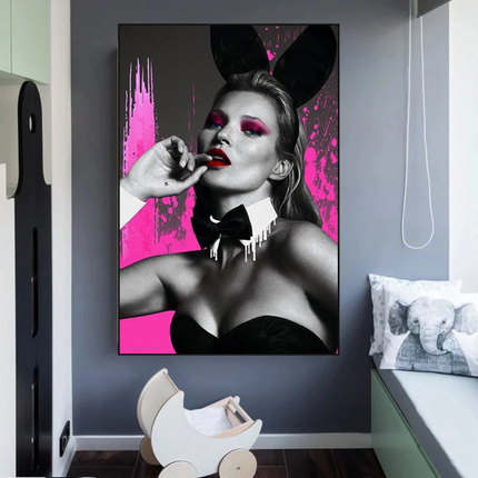 ChandelierDecor - Kate Moss Bunny Girl Model Paris Canvas Wall Art