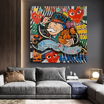 ChandelierDecor - Love Heart Monopoly Making Money Canvas Wall Art