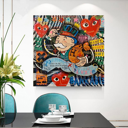 ChandelierDecor - Love Heart Monopoly Making Money Canvas Wall Art