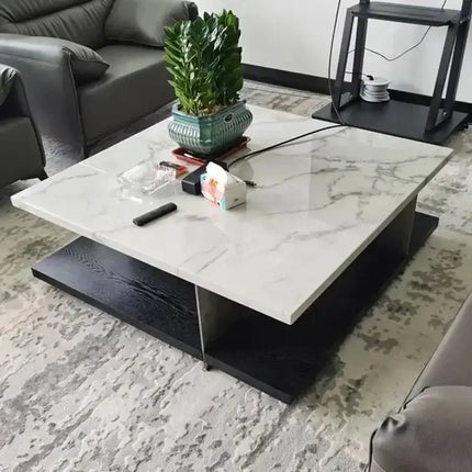 ChandelierDecor - Marble Slab Coffee Table – Natural Marble & Wood