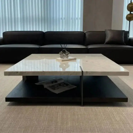 ChandelierDecor - Marble Slab Coffee Table – Natural Marble & Wood