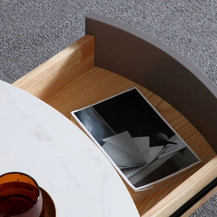 ChandelierDecor - Marble & Wood Coffee Table – Modern Solid Slab Round Design