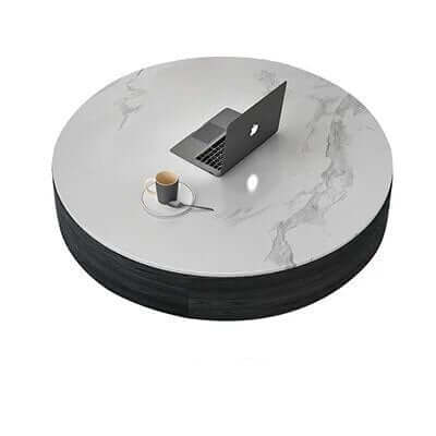 ChandelierDecor - Marble & Wood Coffee Table – Modern Solid Slab Round Design