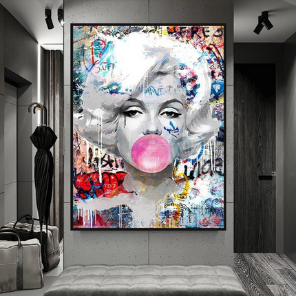 ChandelierDecor - Marilyn Bubble Gum Wall Art: Vibrant Pop Art Design