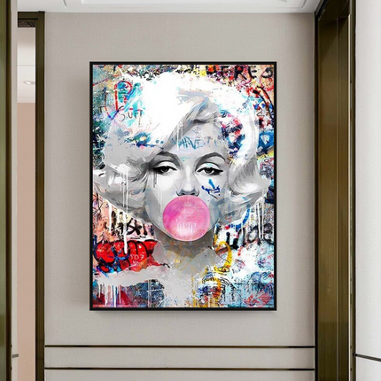 ChandelierDecor - Marilyn Bubble Gum Wall Art: Vibrant Pop Art Design