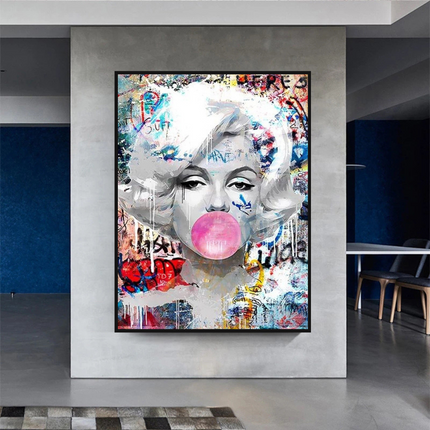 ChandelierDecor - Marilyn Bubble Gum Wall Art: Vibrant Pop Art Design