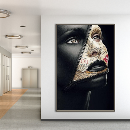 ChandelierDecor - Masked Girl Canvas Wall Art - Zipper Girl