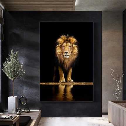 ChandelierDecor - Modern Art Lion In The Dark Canvas Wall Art