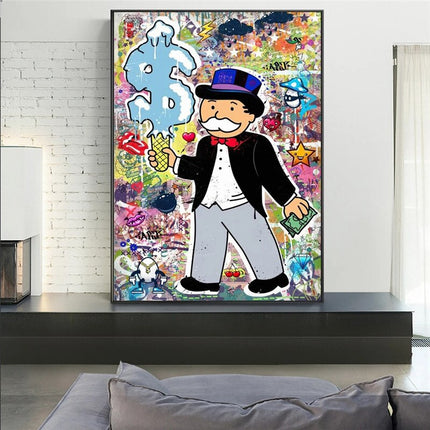 ChandelierDecor - Money Forbes Funny Monopoly Alec Canvas Wall Art