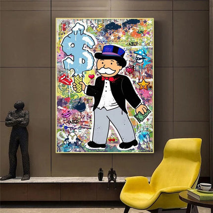 ChandelierDecor - Money Forbes Funny Monopoly Alec Canvas Wall Art