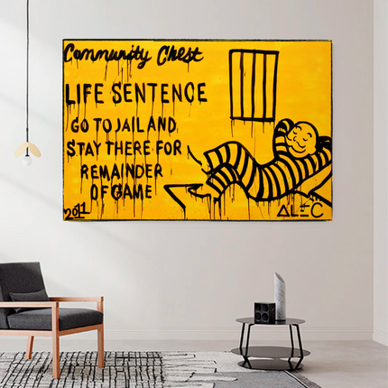 ChandelierDecor - Monopoly Canvas Wall Art: Go To Jail Game-inspired Art