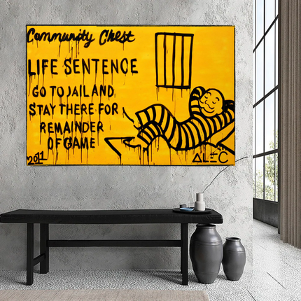 ChandelierDecor - Monopoly Canvas Wall Art: Go To Jail Game-inspired Art