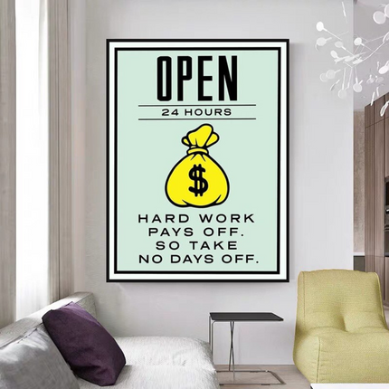 ChandelierDecor - Monopoly Canvas Wall Art: Hard Work Pays Off