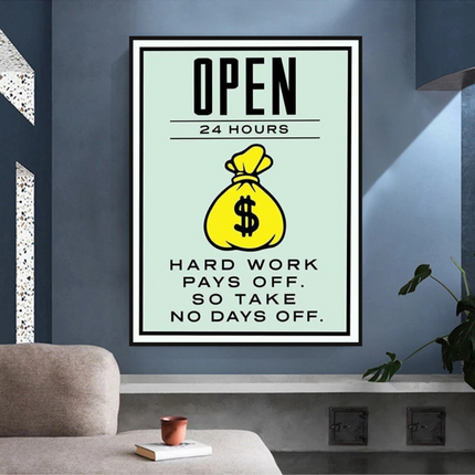 ChandelierDecor - Monopoly Canvas Wall Art: Hard Work Pays Off