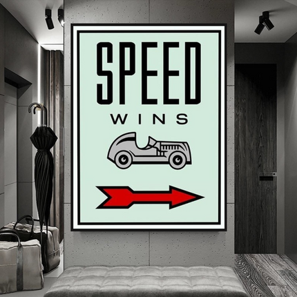 ChandelierDecor - Monopoly Canvas Wall Art: Speed Wins Game Enthusiasts
