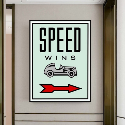 ChandelierDecor - Monopoly Canvas Wall Art: Speed Wins Game Enthusiasts