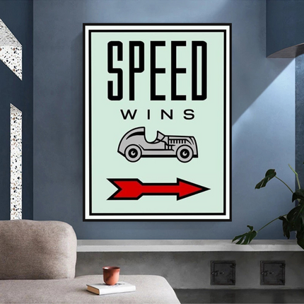 ChandelierDecor - Monopoly Canvas Wall Art: Speed Wins Game Enthusiasts
