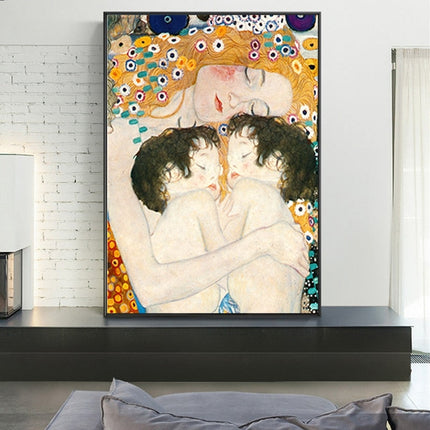 ChandelierDecor - Mother Love Twins Baby By Gustav Klimt Canvas Wall Art
