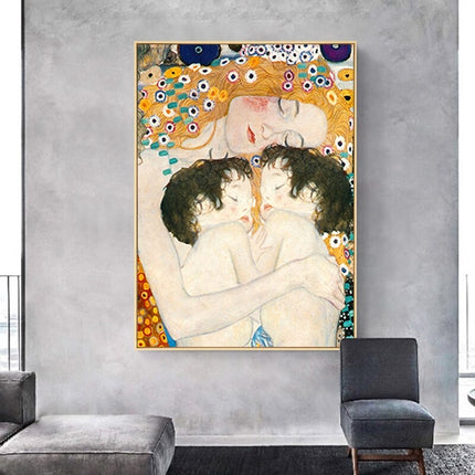 ChandelierDecor - Mother Love Twins Baby By Gustav Klimt Canvas Wall Art