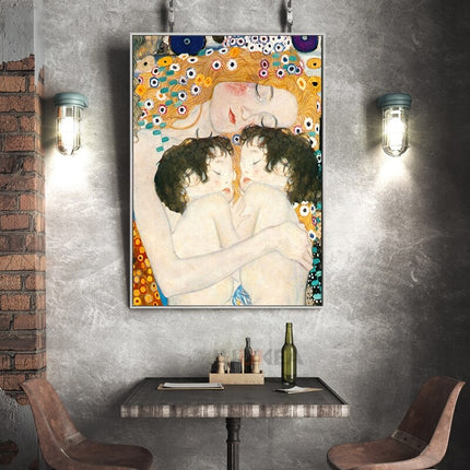 ChandelierDecor - Mother Love Twins Baby By Gustav Klimt Canvas Wall Art