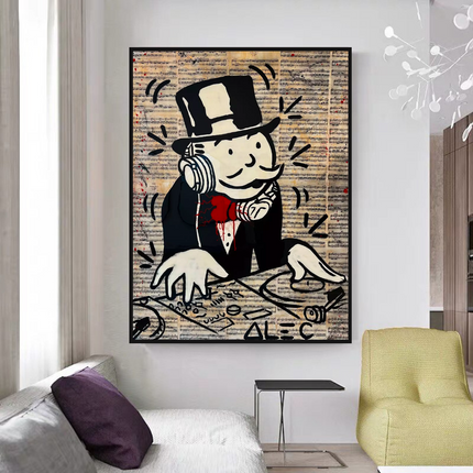 ChandelierDecor - Mr Monopoly Canvas Wall Art: Elevate Your Music DJ Setup