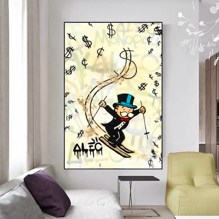 ChandelierDecor - Mr Monopoly Canvas Wall Art: Elevate Your Space with Skiing